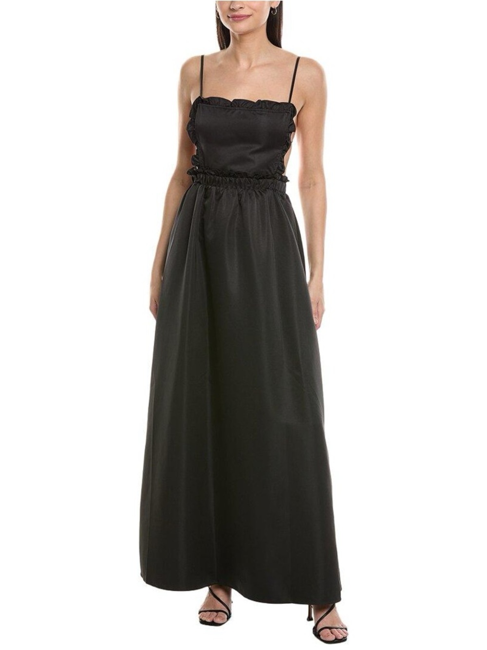 WeWoreWhat Ruffle Bib Maxi Dress Size Small Black NWT Revolve
